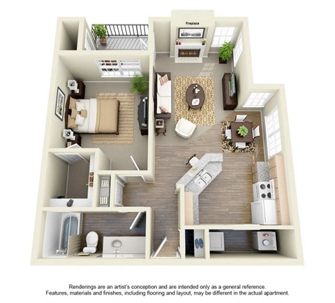 Floor plan for 1 bed, 1 bath, 759 sqft